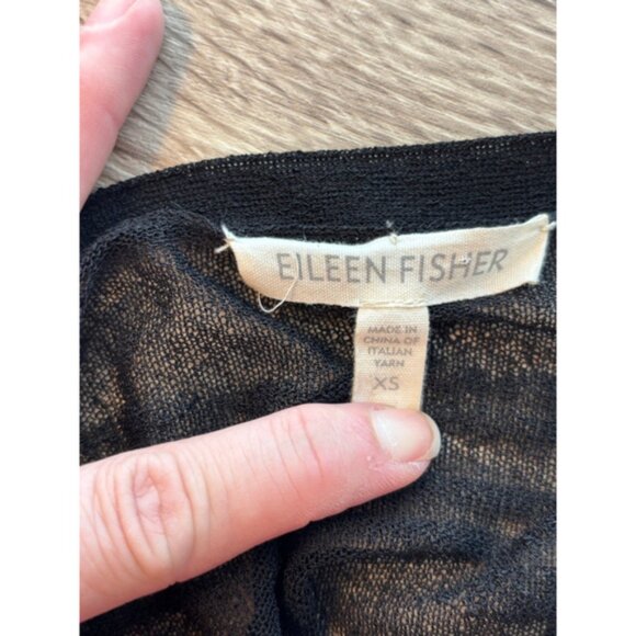 Eileen Fisher Womens XS Black Straight Burnout Stripe Long Cardigan Lagenlook - Picture 6 of 10